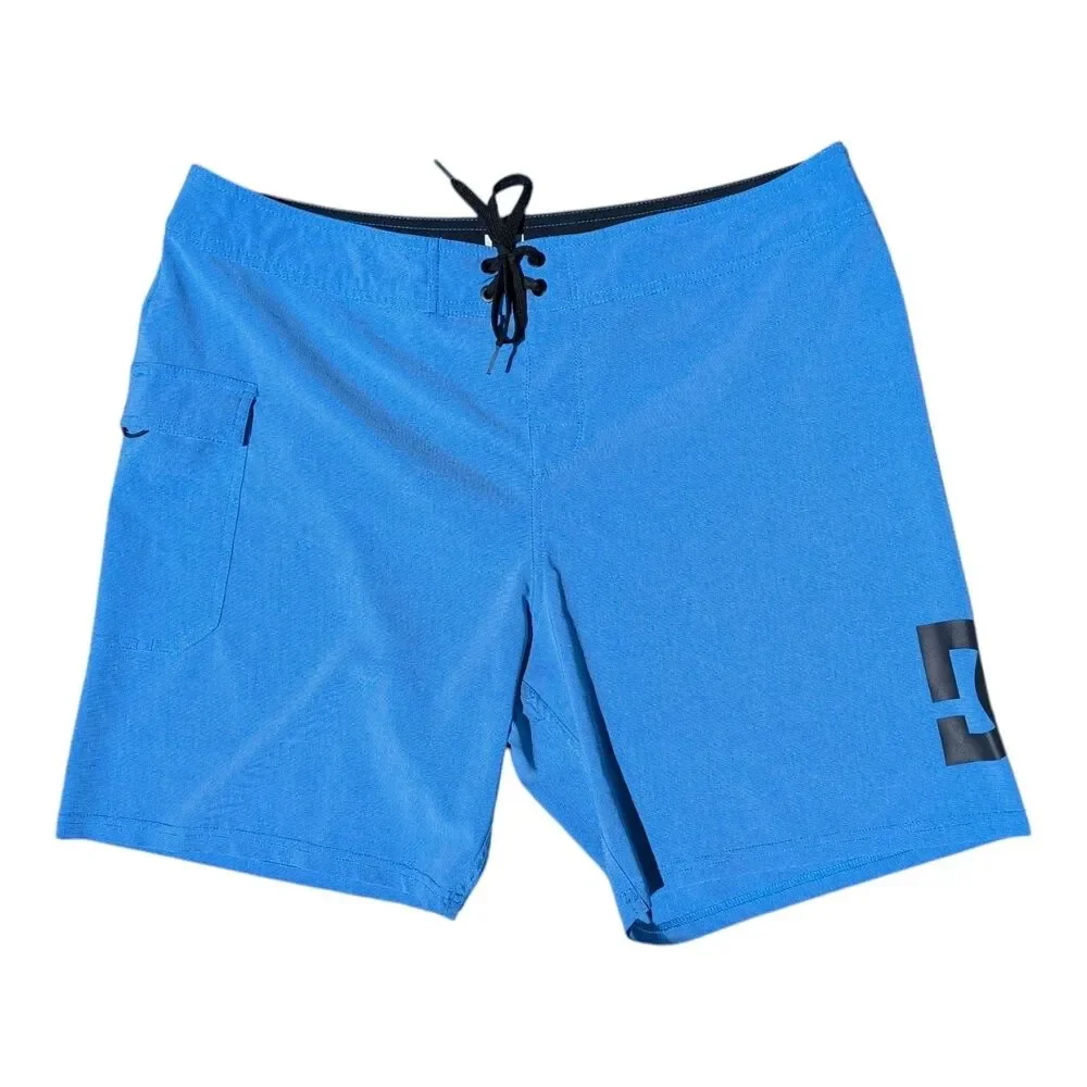 DC Shoes Men's Local Lopa Board Shorts Size 36 Blue Black Swim Trunks Pool Surf